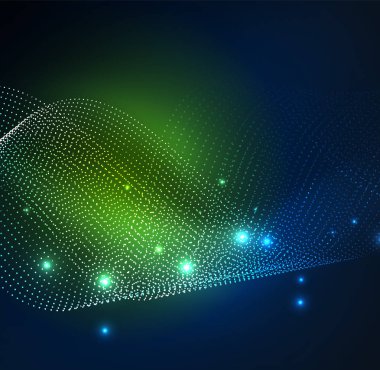 parlayan parçacıkların 3D ışıklı dalga