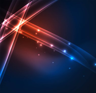 Enerji hatları, karanlıkta parlayan dalgalar vektör arka plan