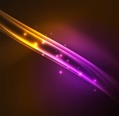 Enerji hatları, karanlıkta parlayan dalgalar vektör arka plan