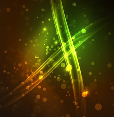 Enerji hatları, karanlıkta parlayan dalgalar vektör arka plan