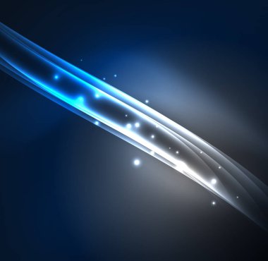 Enerji hatları, karanlıkta parlayan dalgalar vektör arka plan