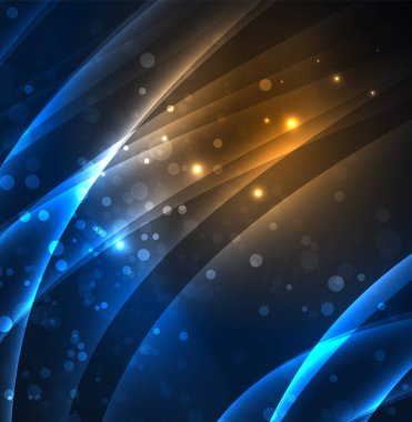 Enerji hatları, karanlıkta parlayan dalgalar vektör arka plan