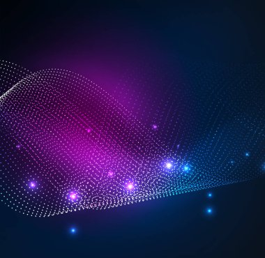 parlayan parçacıkların 3D ışıklı dalga