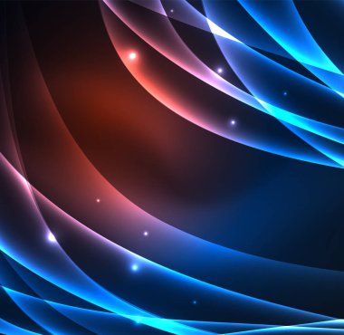 Enerji hatları, karanlıkta parlayan dalgalar vektör arka plan