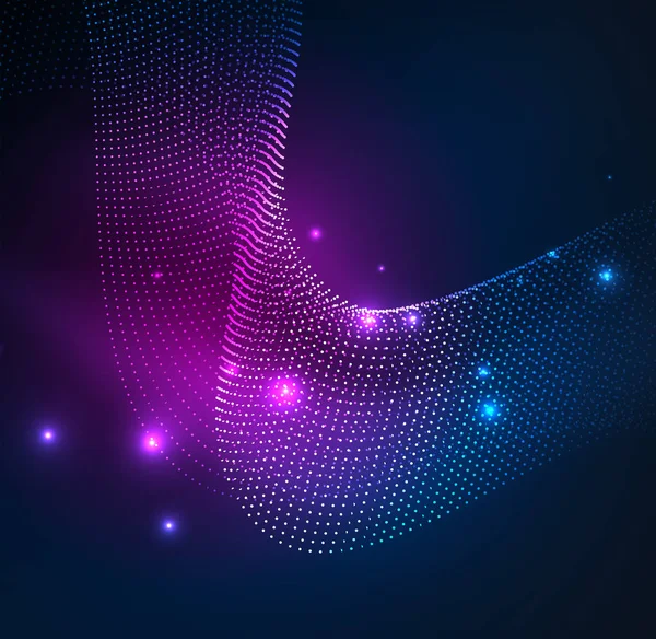 parlayan parçacıkların 3D ışıklı dalga