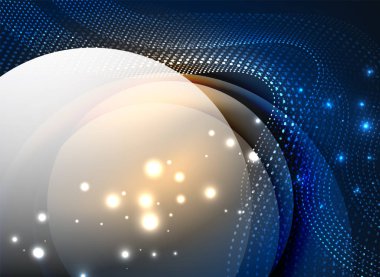 Parçacıklar koyu renk arka plan üzerinde oluşturulan parlayan dalga