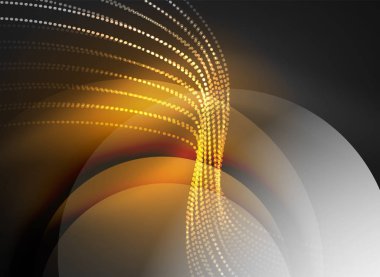 Parçacıklar koyu renk arka plan üzerinde oluşturulan parlayan dalga