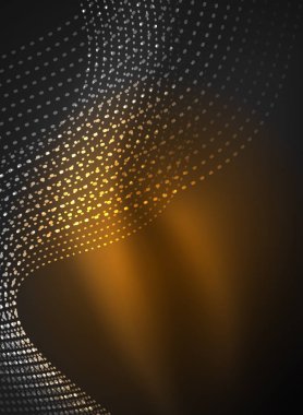 Parçacıklar koyu renk arka plan üzerinde oluşturulan parlayan dalga