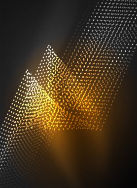 Parçacıklar koyu renk arka plan üzerinde oluşturulan parlayan dalga