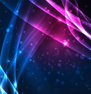 Enerji hatları, karanlıkta parlayan dalgalar vektör arka plan