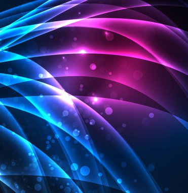 Enerji hatları, karanlıkta parlayan dalgalar vektör arka plan