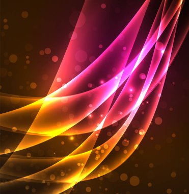 Enerji hatları, karanlıkta parlayan dalgalar vektör arka plan