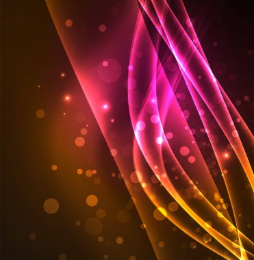 Enerji hatları, karanlıkta parlayan dalgalar vektör arka plan