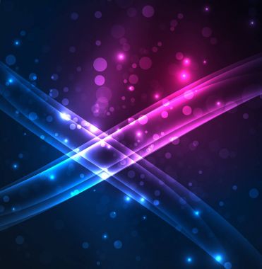 Enerji hatları, karanlıkta parlayan dalgalar vektör arka plan