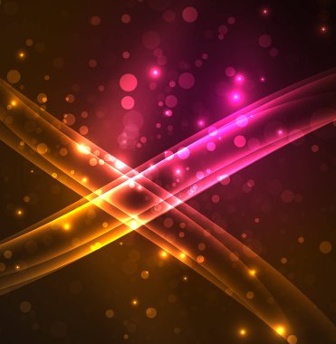 Enerji hatları, karanlıkta parlayan dalgalar vektör arka plan