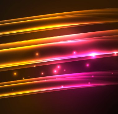 Enerji hatları, karanlıkta parlayan dalgalar vektör arka plan