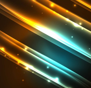 Enerji hatları, karanlıkta parlayan dalgalar vektör arka plan