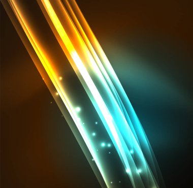 Enerji hatları, karanlıkta parlayan dalgalar vektör arka plan