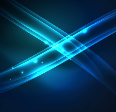 Enerji hatları, karanlıkta parlayan dalgalar vektör arka plan