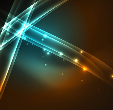 Enerji hatları, karanlıkta parlayan dalgalar vektör arka plan