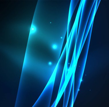Enerji hatları, karanlıkta parlayan dalgalar vektör arka plan