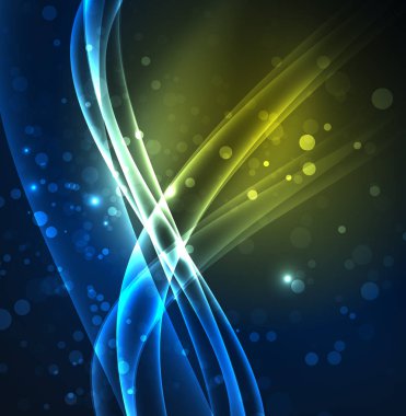 Enerji hatları, karanlıkta parlayan dalgalar vektör arka plan