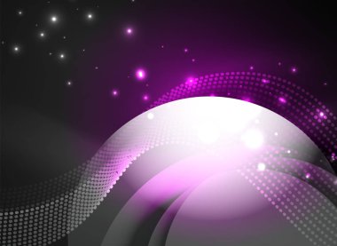 Parçacıklar koyu renk arka plan üzerinde oluşturulan parlayan dalga