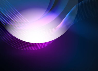 Parçacıklar koyu renk arka plan üzerinde oluşturulan parlayan dalga