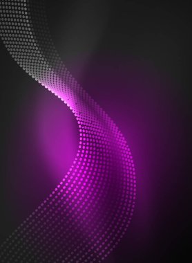 Parçacıklar koyu renk arka plan üzerinde oluşturulan parlayan dalga