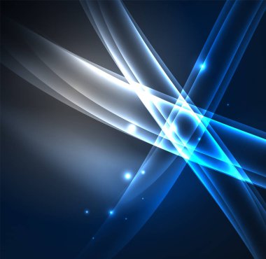 Enerji hatları, karanlıkta parlayan dalgalar vektör arka plan