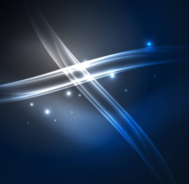 Enerji hatları, karanlıkta parlayan dalgalar vektör arka plan