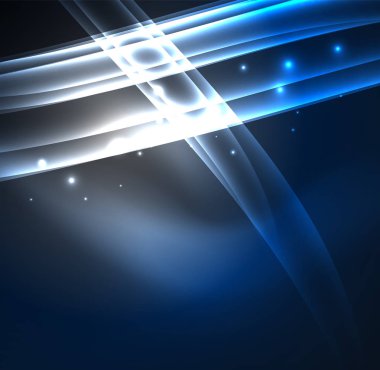 Enerji hatları, karanlıkta parlayan dalgalar vektör arka plan