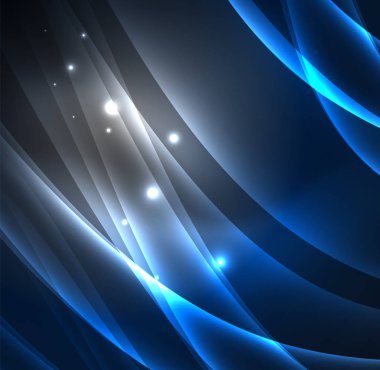 Enerji hatları, karanlıkta parlayan dalgalar vektör arka plan