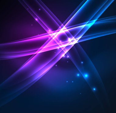 Enerji hatları, karanlıkta parlayan dalgalar vektör arka plan