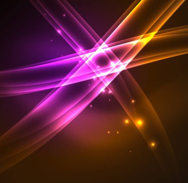 Enerji hatları, karanlıkta parlayan dalgalar vektör arka plan