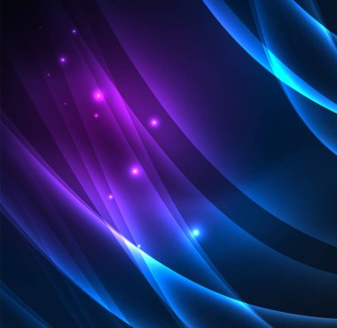 Enerji hatları, karanlıkta parlayan dalgalar vektör arka plan