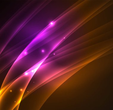 Enerji hatları, karanlıkta parlayan dalgalar vektör arka plan