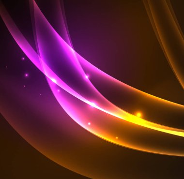 Enerji hatları, karanlıkta parlayan dalgalar vektör arka plan