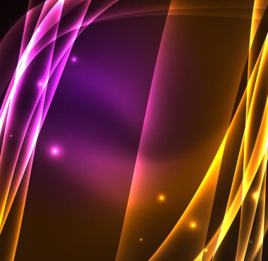 Enerji hatları, karanlıkta parlayan dalgalar vektör arka plan