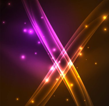 Enerji hatları, karanlıkta parlayan dalgalar vektör arka plan