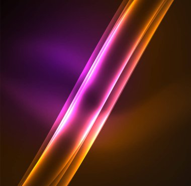 Enerji hatları, karanlıkta parlayan dalgalar vektör arka plan