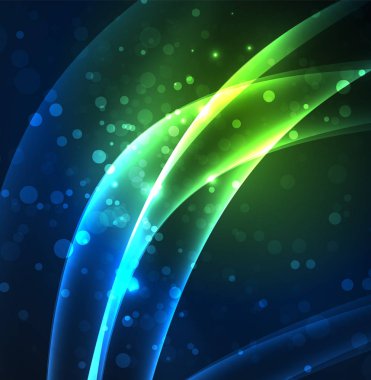 Enerji hatları, karanlıkta parlayan dalgalar vektör arka plan