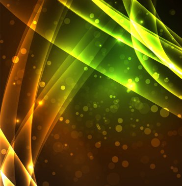 Enerji hatları, karanlıkta parlayan dalgalar vektör arka plan