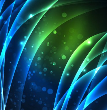 Enerji hatları, karanlıkta parlayan dalgalar vektör arka plan