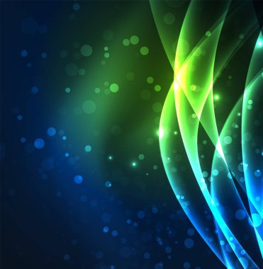 Enerji hatları, karanlıkta parlayan dalgalar vektör arka plan