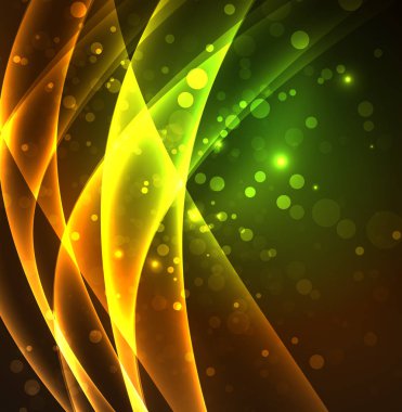 Enerji hatları, karanlıkta parlayan dalgalar vektör arka plan