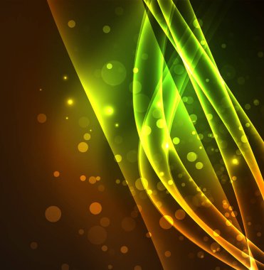 Enerji hatları, karanlıkta parlayan dalgalar vektör arka plan