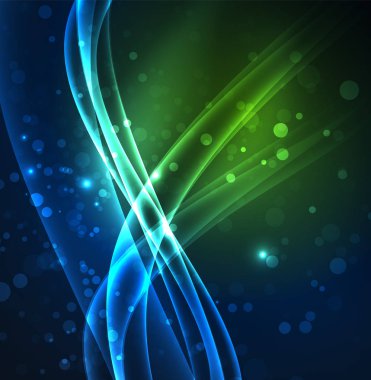 Enerji hatları, karanlıkta parlayan dalgalar vektör arka plan