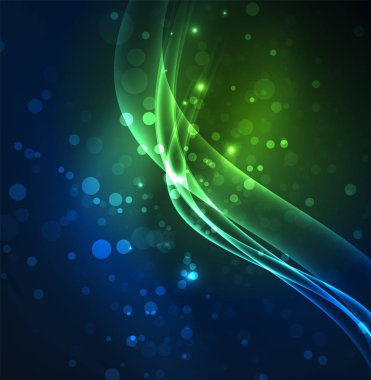 Enerji hatları, karanlıkta parlayan dalgalar vektör arka plan