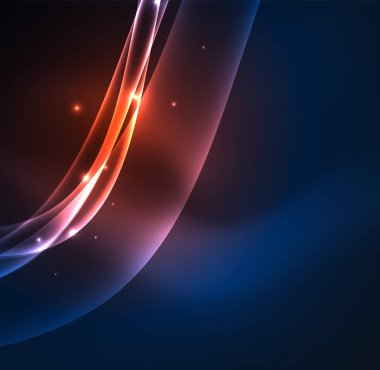 Enerji hatları, karanlıkta parlayan dalgalar vektör arka plan